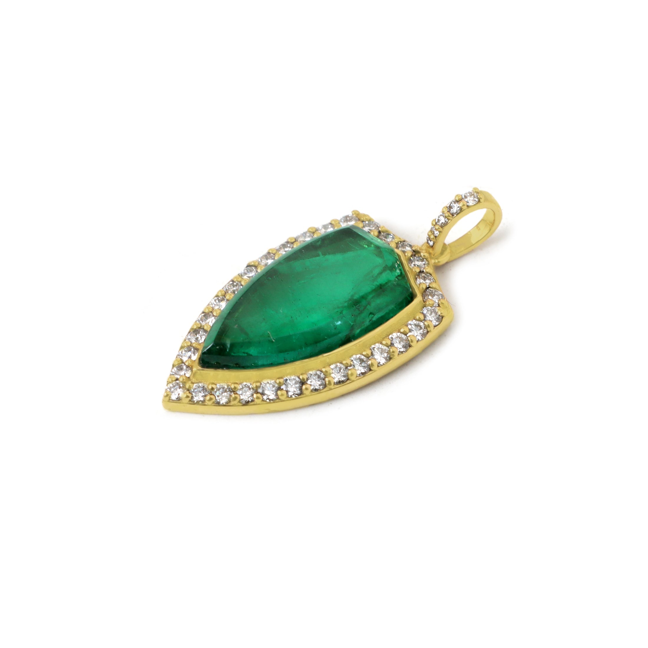 Natural Emerald 18K gold pendant top view - NFJSD-1900
