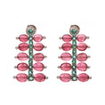 Load image into Gallery viewer, Natural Emerald and Tourmaline 18K gold earrings close-up detail - NFJSD-1578
