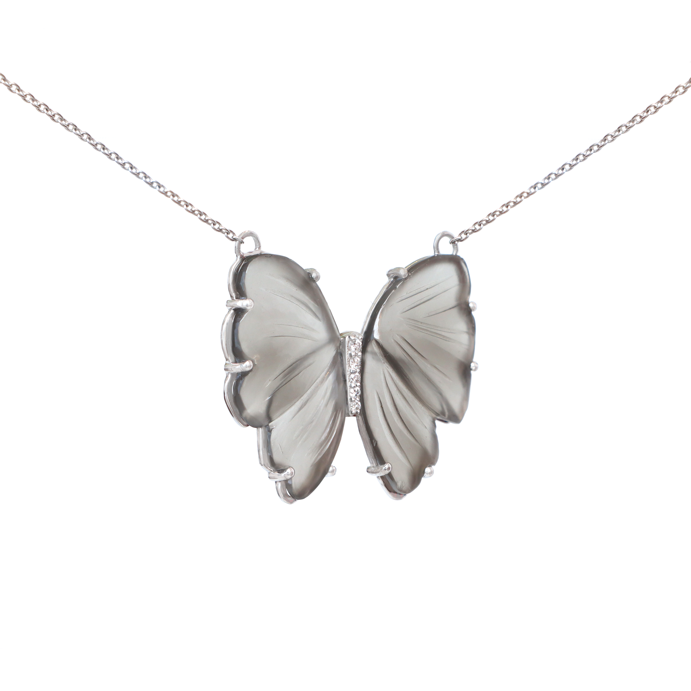 Natural Grey Moonstone 14K gold necklace lifestyle shot - NFJSD-1425