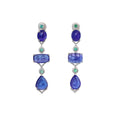 Load image into Gallery viewer, Natural Tanzanite and Emerald 18K gold earrings on-hand view - NFJSD-1801
