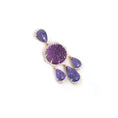 Load image into Gallery viewer, Natural Amethyst and Tanzanite 18K gold pendant close-up detail - NFJSD-1828
