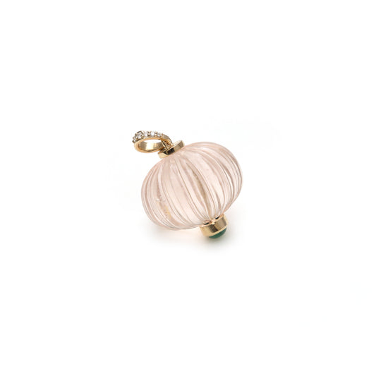 Natural Morganite and Emerald 14K gold pendant front view - NFJSD-1990
