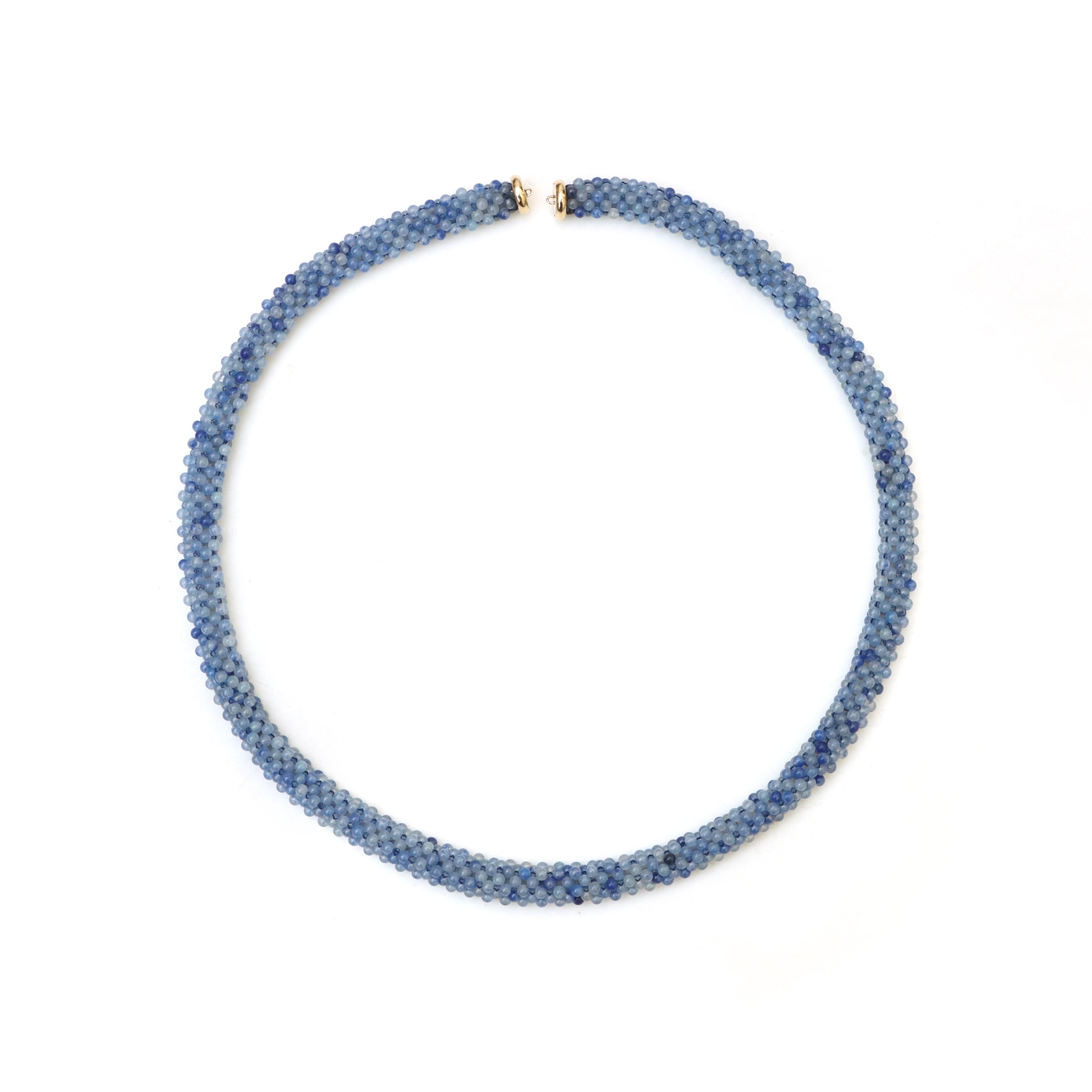 Natural Blue Quartz 18K gold necklace front view - NFJSD-1865