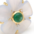 Load image into Gallery viewer, Natural Blue Chalcedony and Emerald 14K gold ring top view - NFJSD-1649
