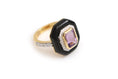 Load image into Gallery viewer, Natural Amethyst Octagon Cut and Black Onyx Frame 14K gold ring front view - NFJSD-1357
