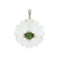 Load image into Gallery viewer, Natural Crystal Carving and Tourmaline 18K gold pendant side angle - NFJSD-1731
