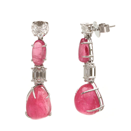 Natural Tourmaline 18K gold earrings front view - NFJSD-1769