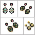 Load image into Gallery viewer, Natural Black Onyx and Emerald 18K gold earrings top view - NFJSD-1432
