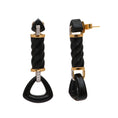 Load image into Gallery viewer, Natural Black Onyx 18K gold earrings top view - NFJSD-1659

