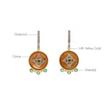 Load image into Gallery viewer, Natural Citrine and Emerald 14K gold earrings side angle - NFJSD-1799

