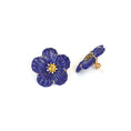 Load image into Gallery viewer, Natural Yellow Tourmaline and Lapis Carving Flower 14K gold earrings close-up detail - NFJSD-1208
