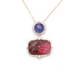 Load image into Gallery viewer, Natural Tourmaline and Tanzanite 18K gold pendant front view - NFJSD-1549
