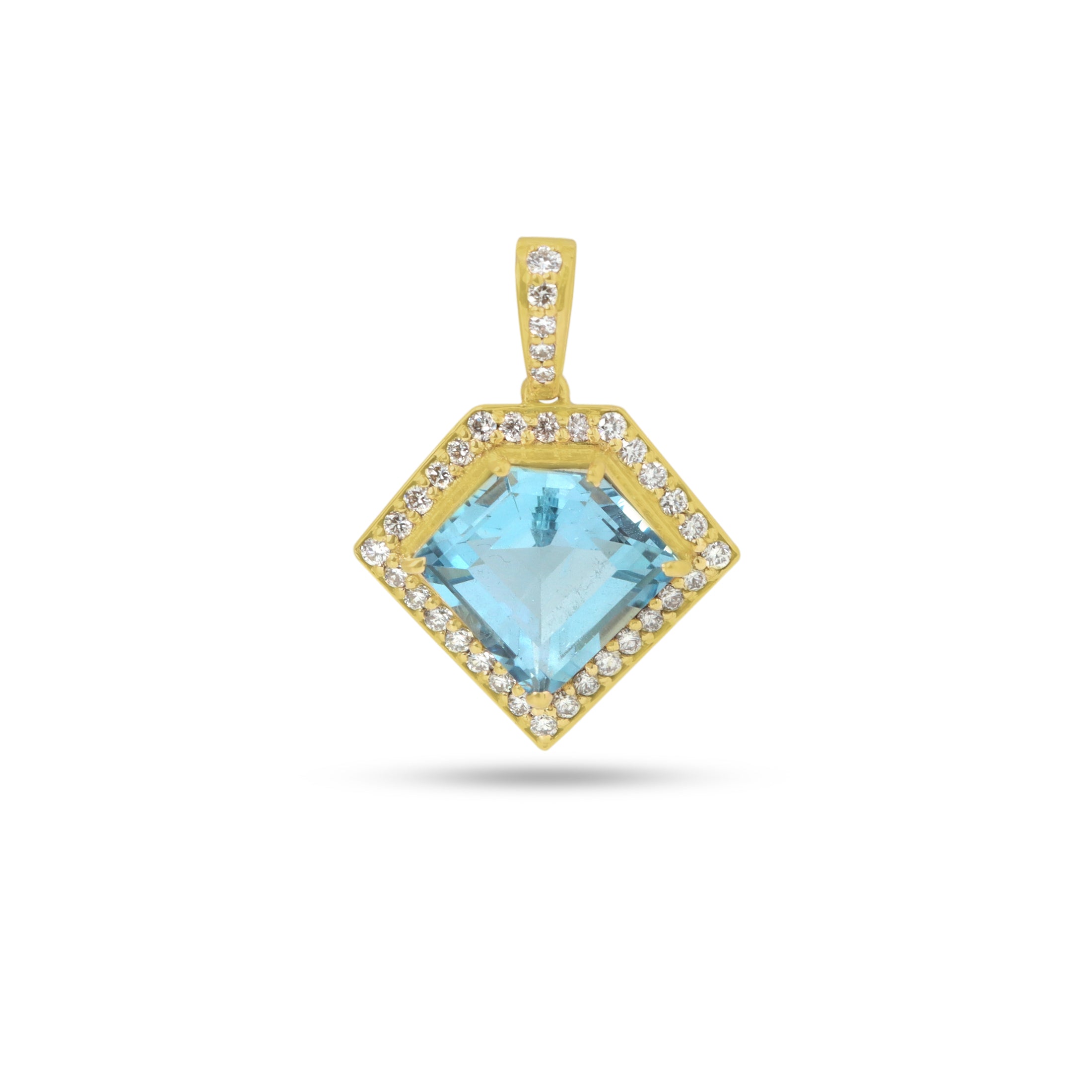 Natural Aqua 18K gold pendant back view - NFJSD-1905