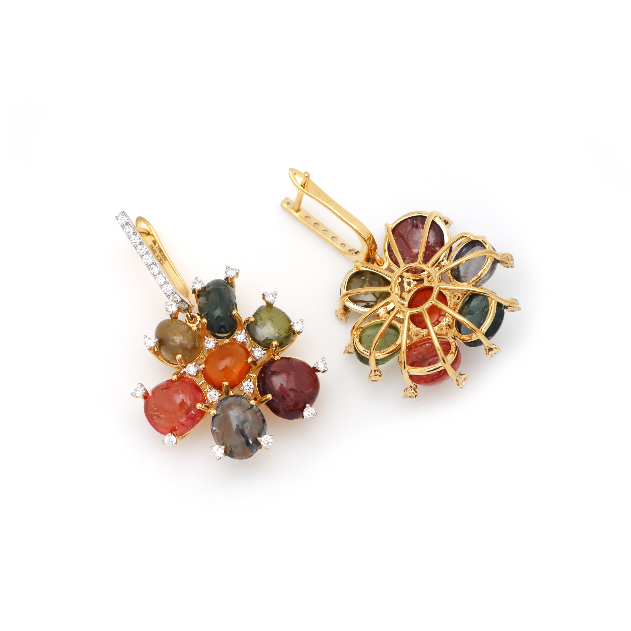 Natural Spinel 18K gold earrings on-hand view - NFJSD-1577