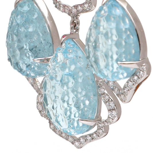 Natural Tourmaline Mix and Aqua 18K gold earrings side angle - NFJSD-1658