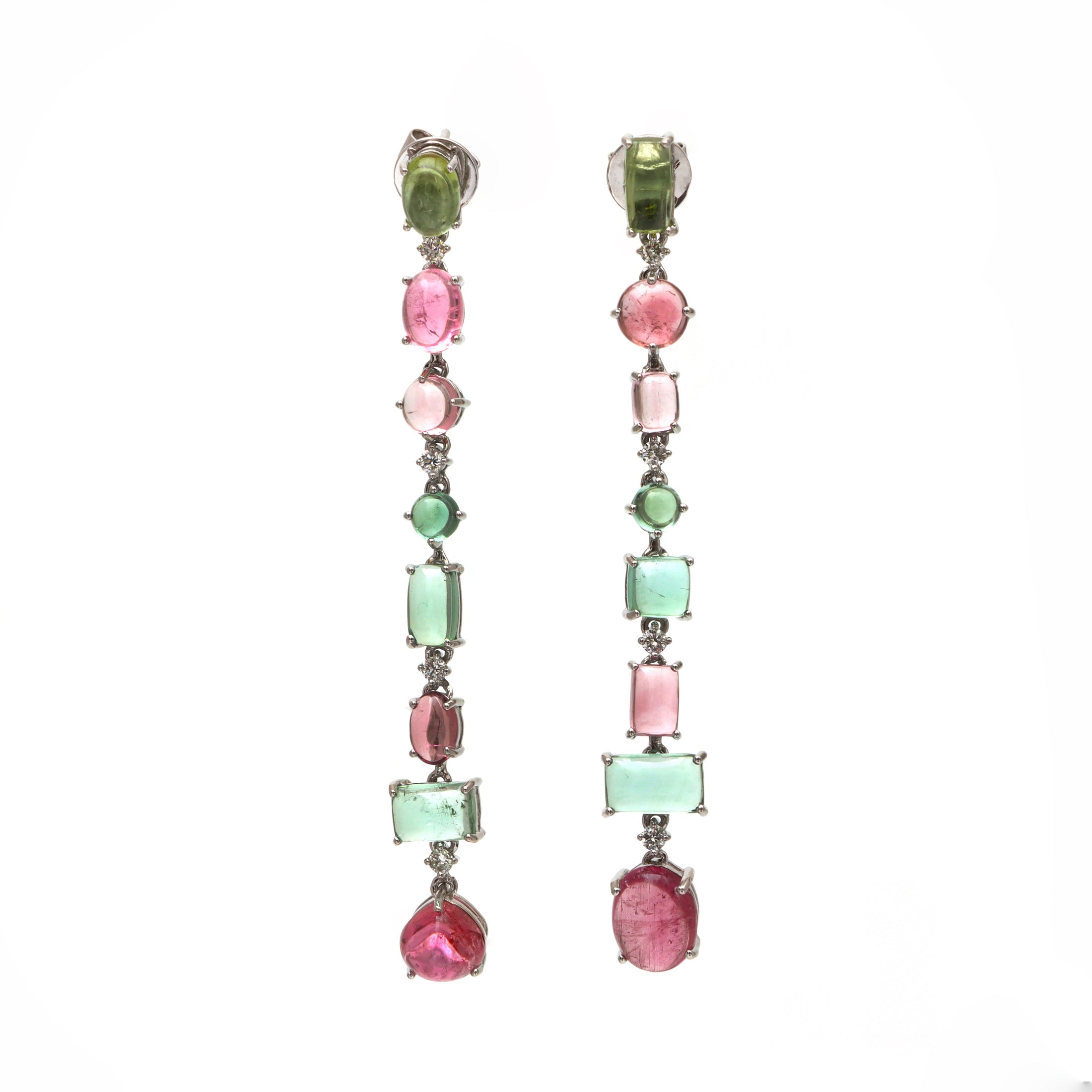 Natural Tourmaline 18K gold earrings top view - NFJSD-1740