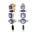 Load image into Gallery viewer, Natural Black Onyx and Emerald 18K gold earrings top view - NFJSD-1656
