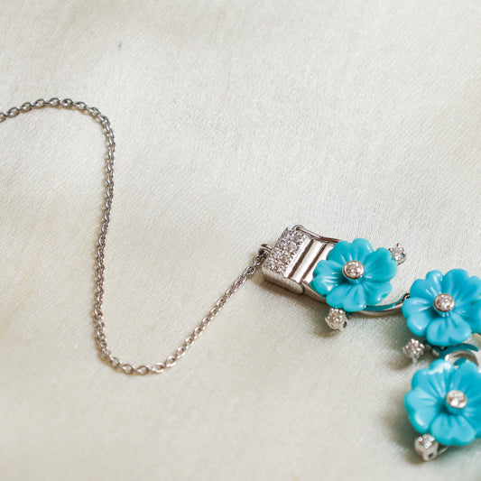 Natural Turquoise 18K gold choker necklace top view - NFJSD-1753