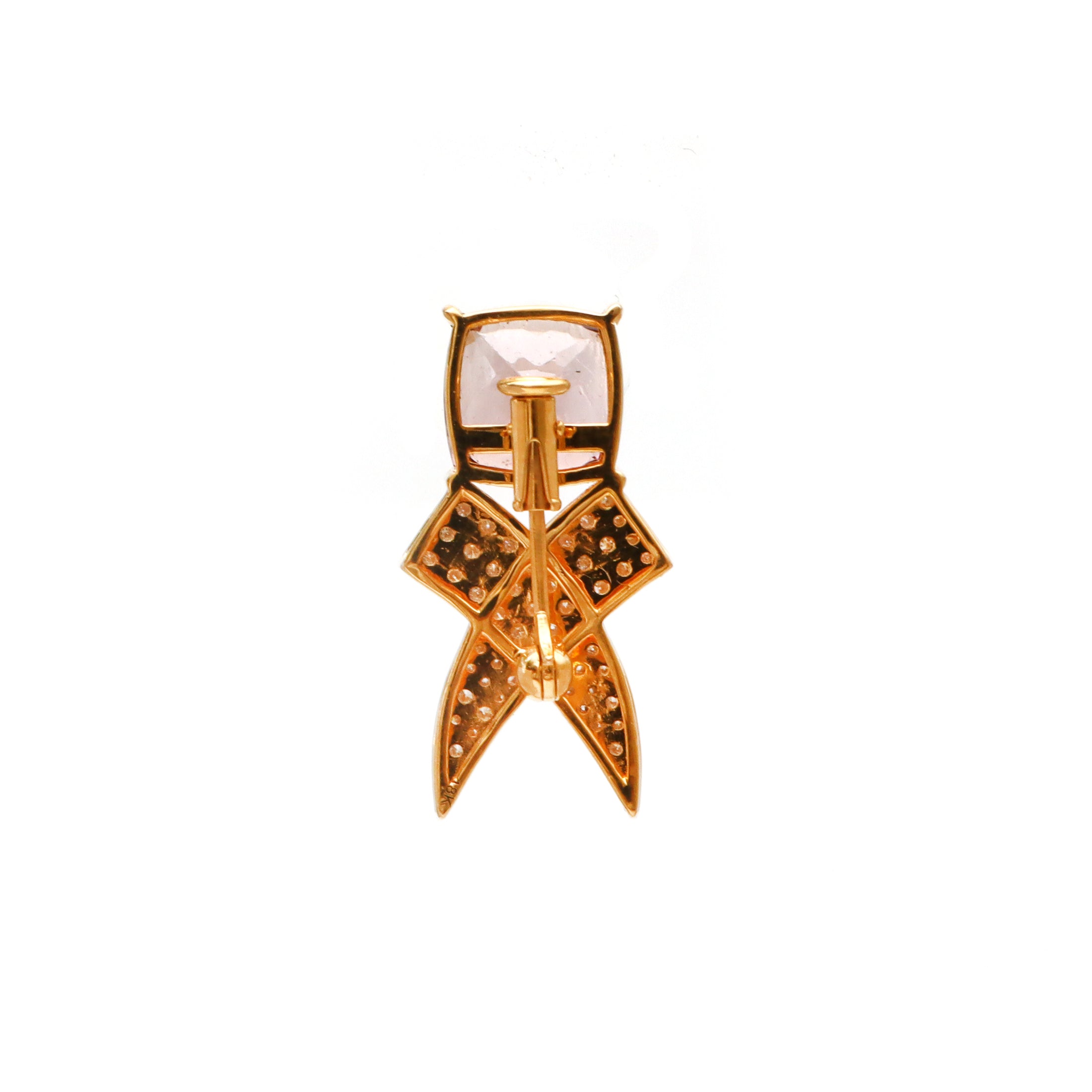 Natural Tourmaline 18K gold brooch top view - NFJSD-1630