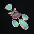 Load image into Gallery viewer, Natural Opal and Emerald 18K gold pendant lifestyle shot - NFJSD-1721
