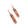 Load image into Gallery viewer, Natural Pink Tourmaline and Tourmaline 18K gold earrings front view - NFJSD-1571
