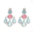 Load image into Gallery viewer, Natural Tourmaline Mix and Aqua 18K gold earrings front view - NFJSD-1658
