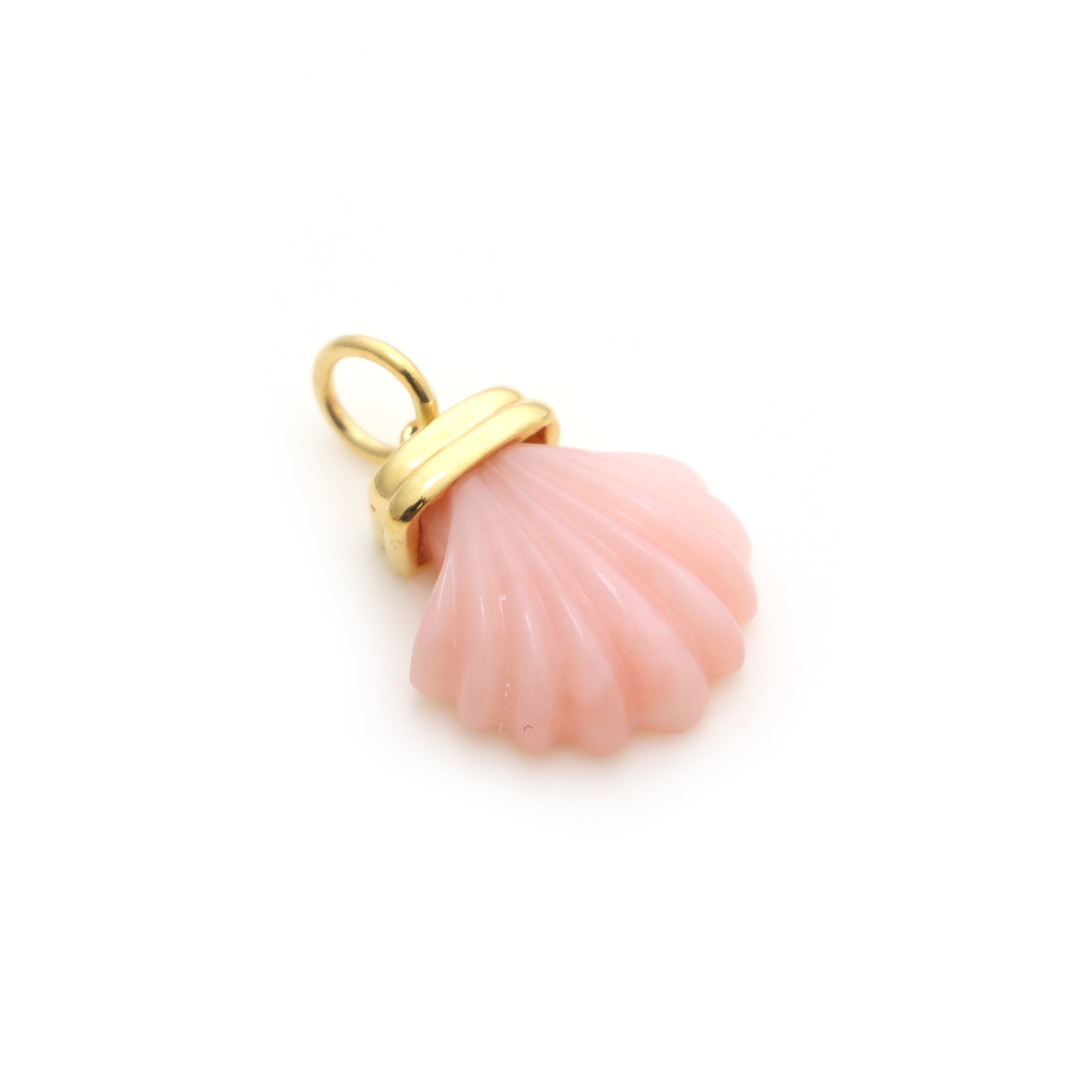 Natural Pink Opal 14K gold charm close-up detail - NFJSD-1341