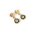 Load image into Gallery viewer, Natural Black Onyx and Tourmaline 18K gold earrings side angle - NFJSD-1848

