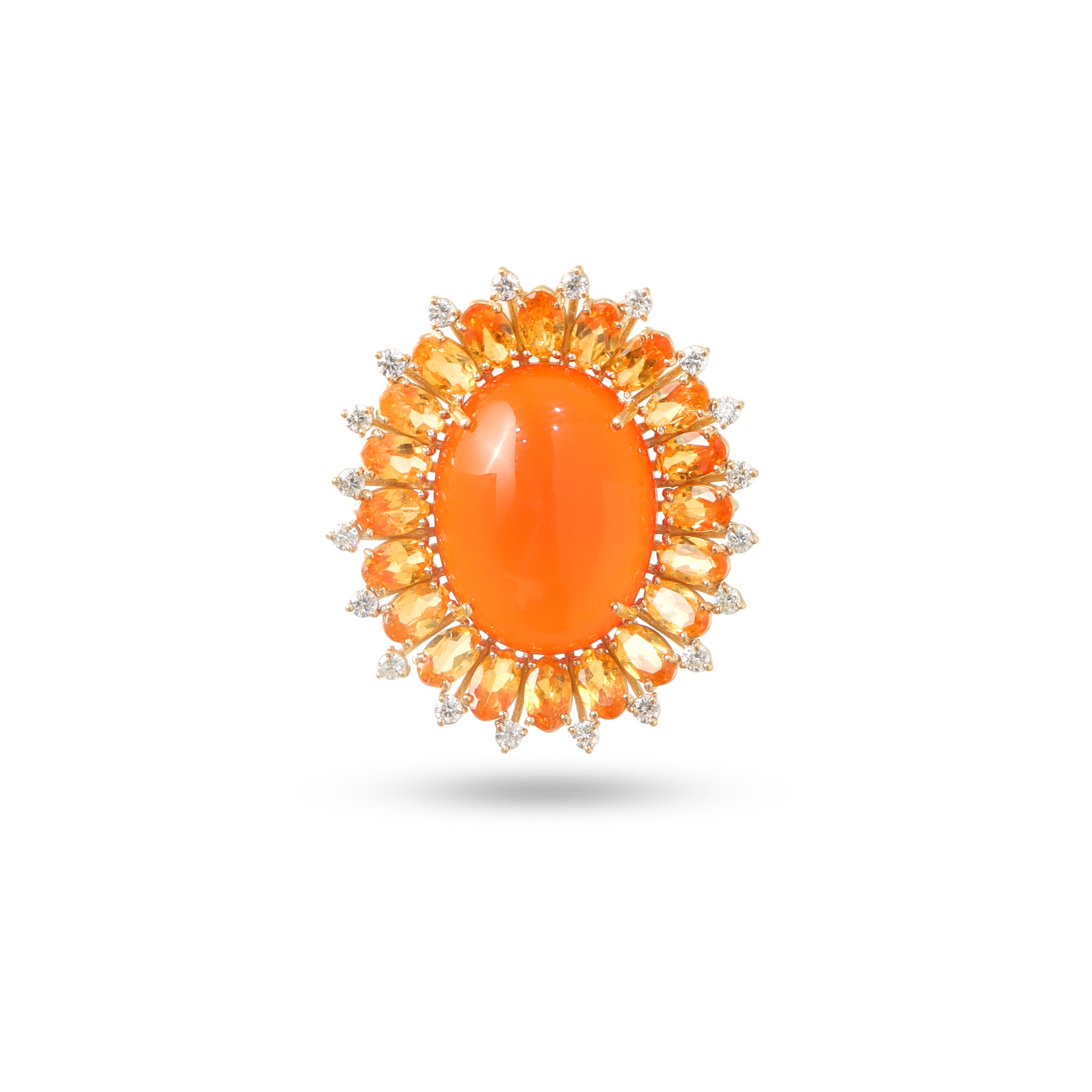 Natural Spessartite and Carnelian 18K gold pendant back view - NFJSD-1942