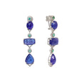 Load image into Gallery viewer, Natural Tanzanite and Emerald 18K gold earrings back view - NFJSD-1801
