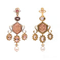 Load image into Gallery viewer, Natural Pearl and Rubylite 18K gold earrings top view - NFJSD-1722
