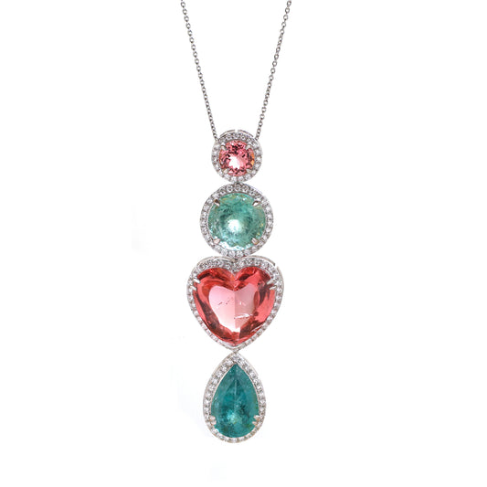 Natural Tourmaline 18K gold necklace top view - NFJSD-1465