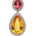 Load image into Gallery viewer, Natural Mix Tourmaline and Yellow Aqua 18K gold earrings side angle - NFJSD-1634
