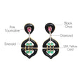 Load image into Gallery viewer, Natural Black Onyx and Emerald 18K gold earrings side angle - NFJSD-1432
