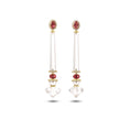 Load image into Gallery viewer, Natural Crystal and Tourmaline 18K gold earrings back view - NFJSD-1962
