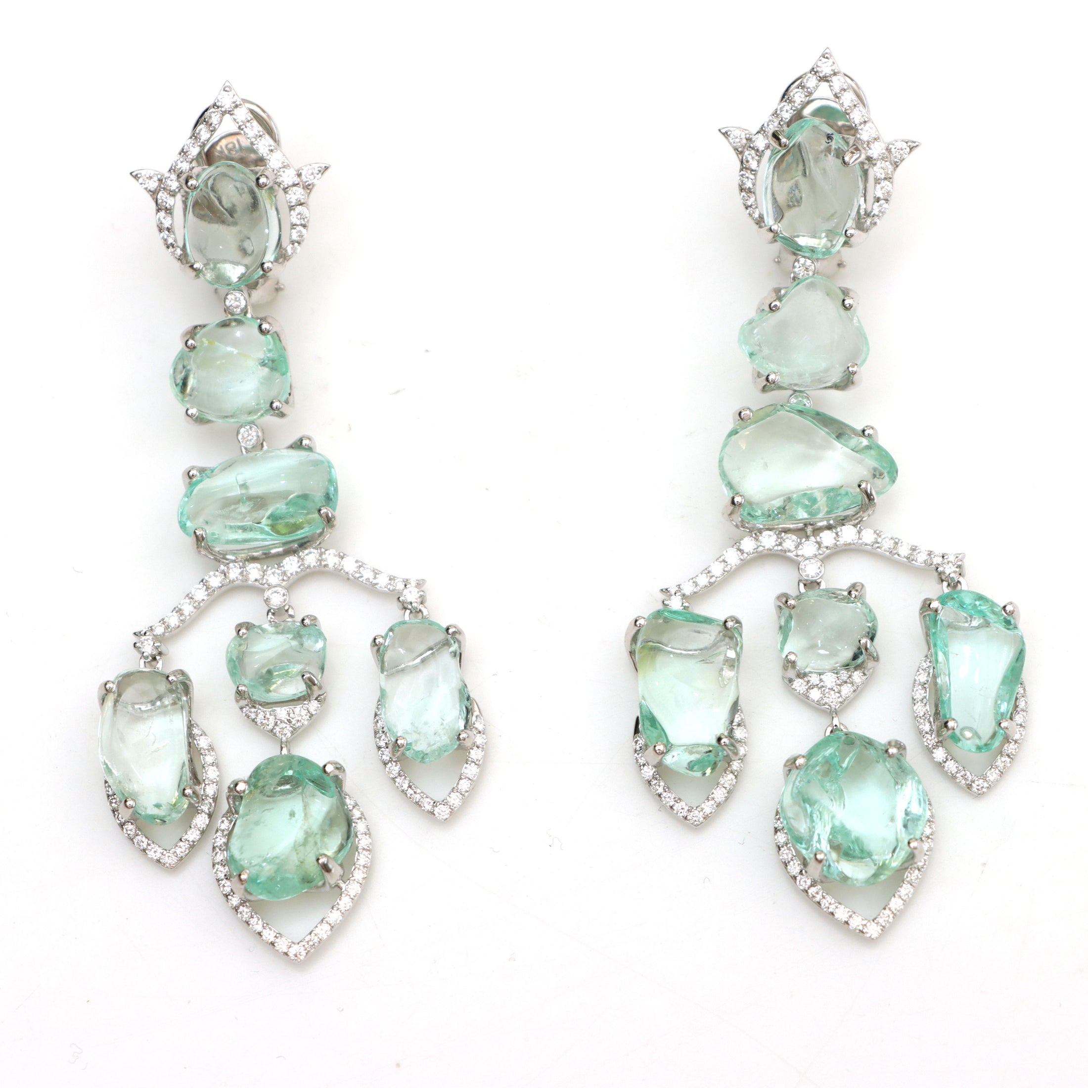 Natural Emerald 18K gold earrings front view - NFJSD-1613