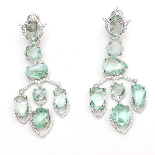 Natural Emerald 18K gold earrings front view - NFJSD-1613