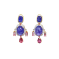 Load image into Gallery viewer, Natural Tanzanite and Tourmaline 18K gold earrings lifestyle shot - NFJSD-1805
