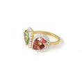 Load image into Gallery viewer, Natural Green Tourmaline and Pink Tourmaline 18K gold ring back view - NFJSD-1928
