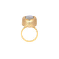 Load image into Gallery viewer, Natural Rainbow Moonstone Oval Cab and Black Onyx Oval Coin 18K gold ring top view - NFJSD-1414
