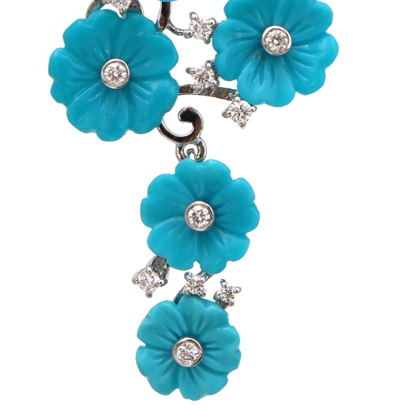 Natural Turquoise 18K gold earrings side angle - NFJSD-1603