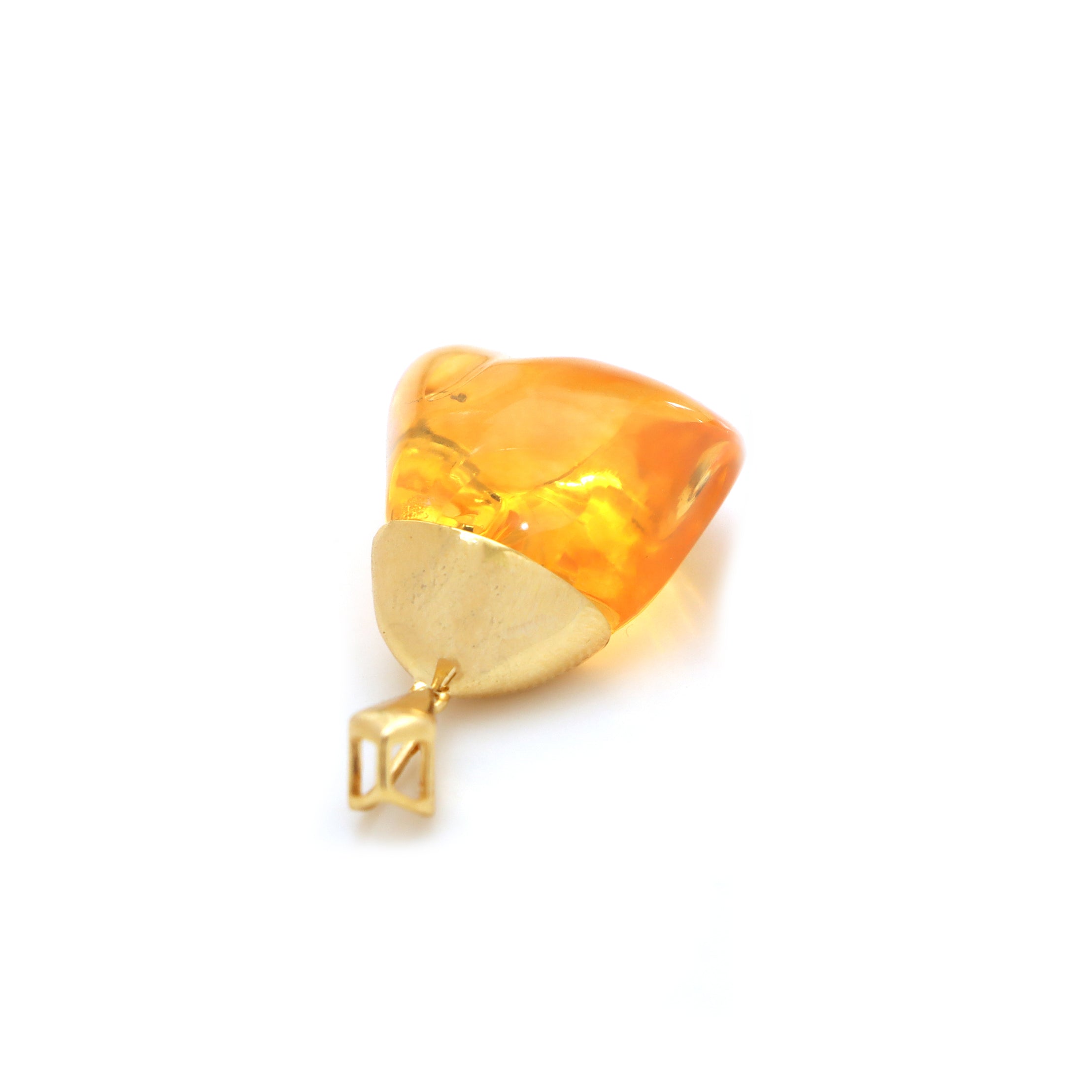 Natural Fire Opal 18K gold pendant close-up detail - NFJSD-1478