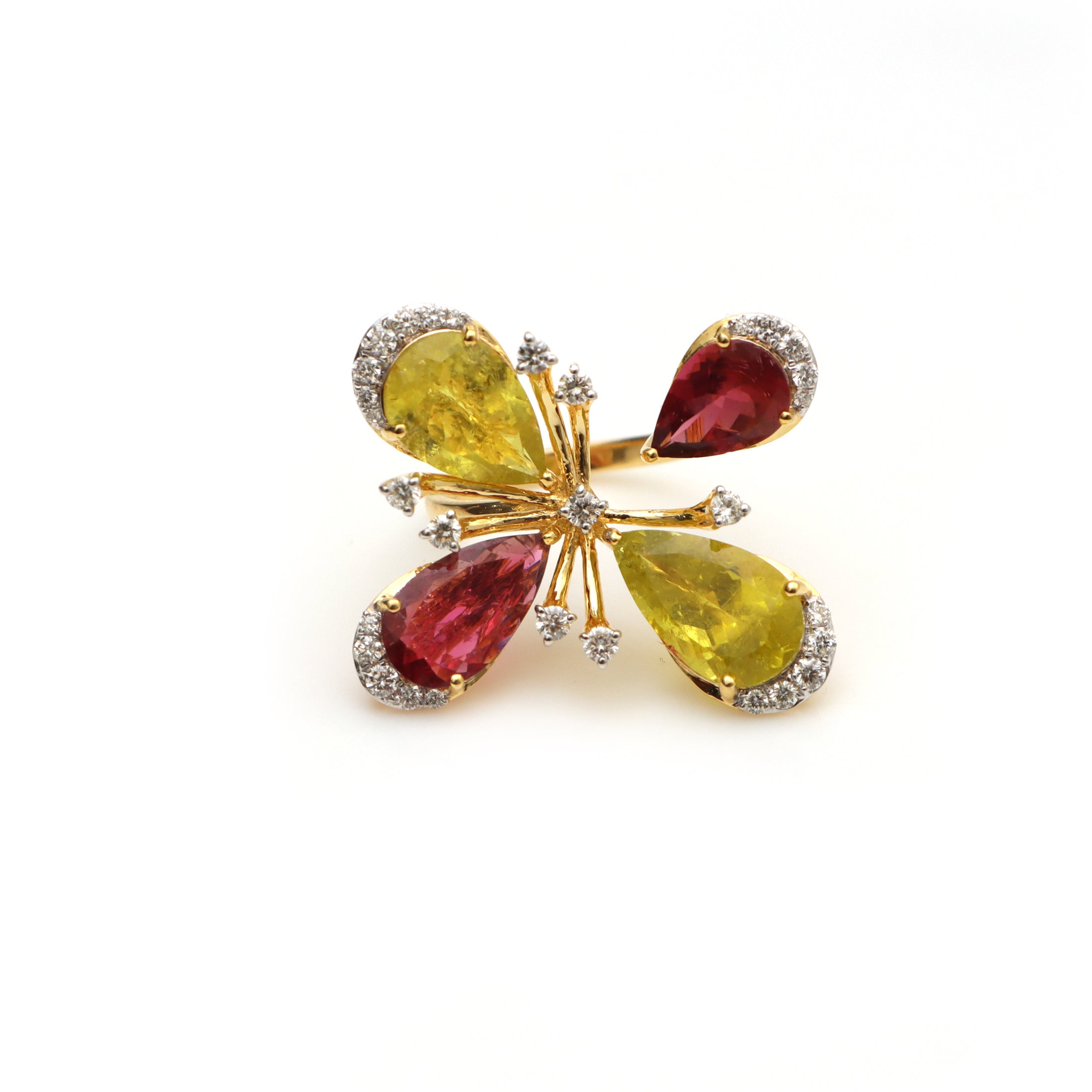 Natural Tourmaline 18K gold ring front view - NFJSD-1537