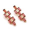 Load image into Gallery viewer, Natural Pink Tourmaline 18K gold earrings top view - NFJSD-1631

