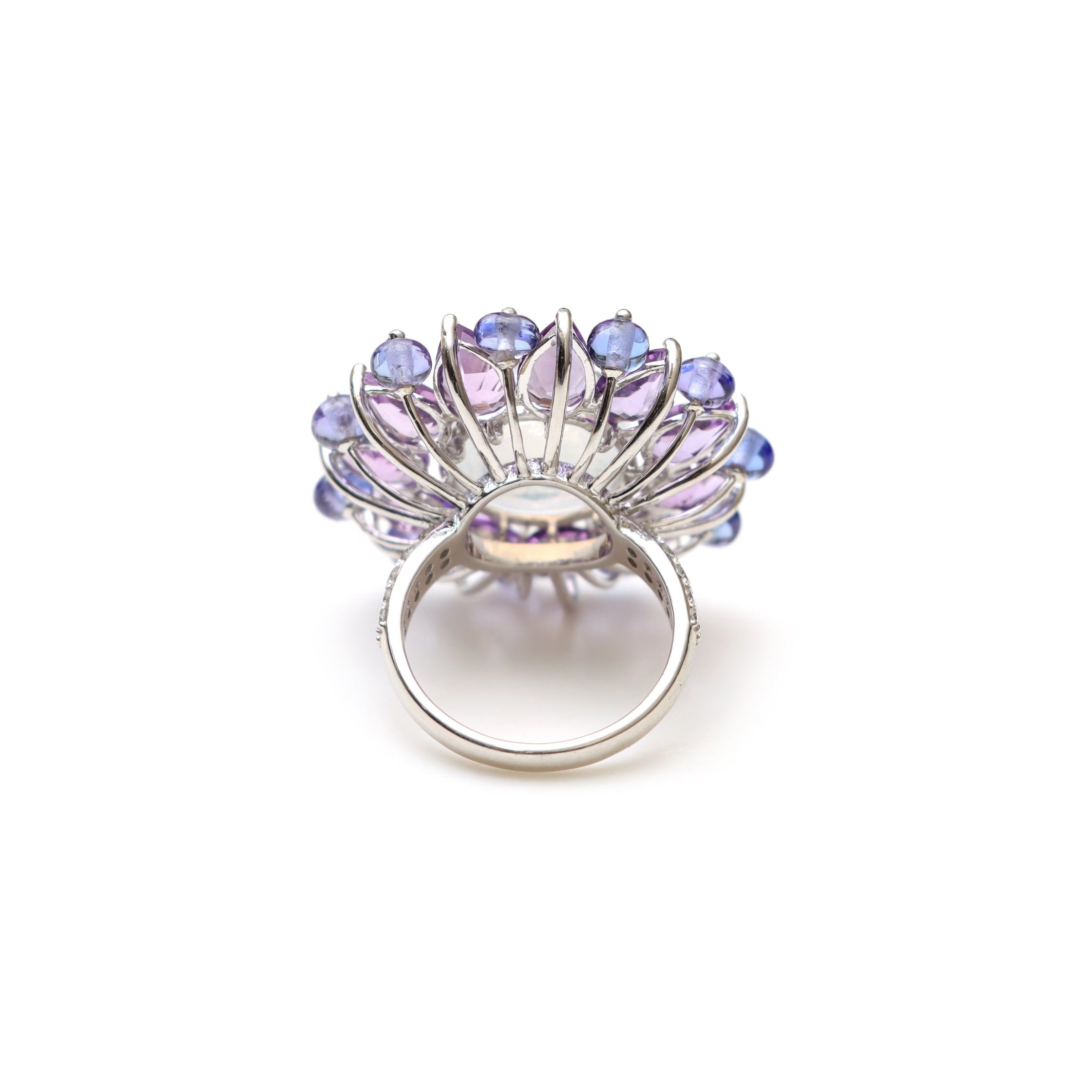 Natural Morgant and Tanzanite 18K gold ring close-up detail - NFJSD-1822