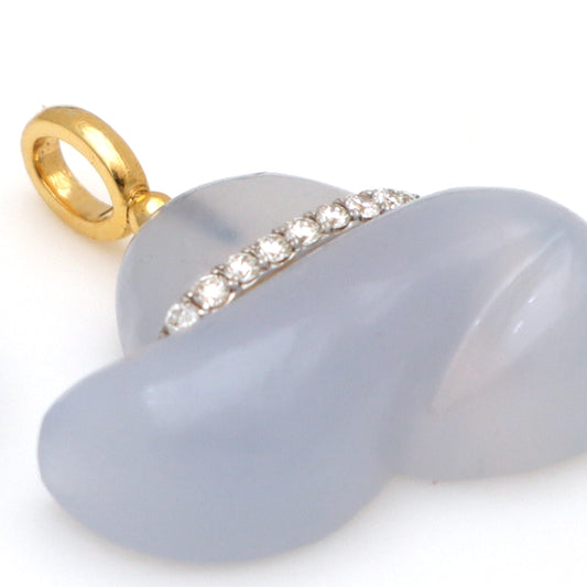 Natural Chalcedony 14K gold charm side angle - NFJSD-1600