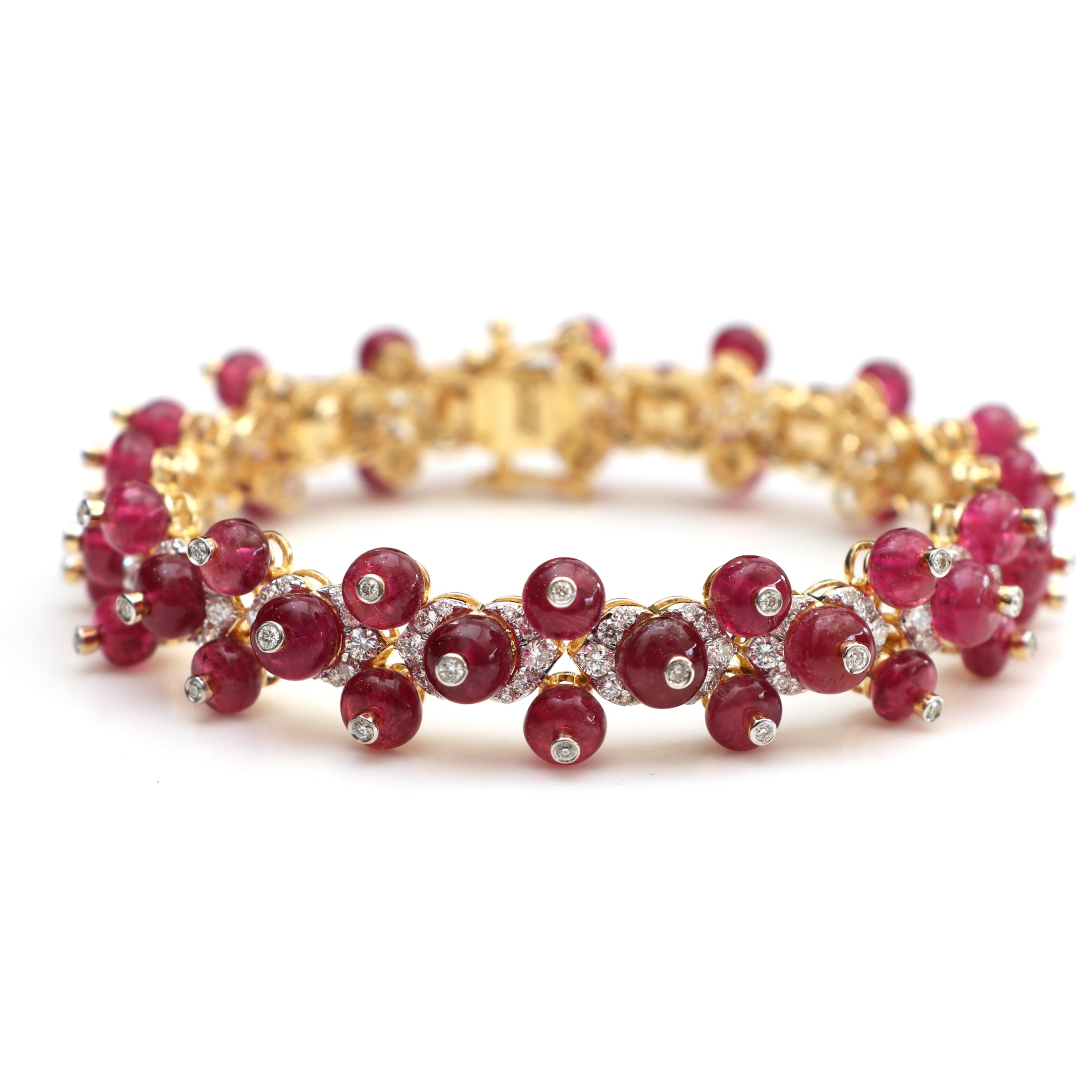 Natural Rubylight 18K gold bracelet front view - NFJSD-1487