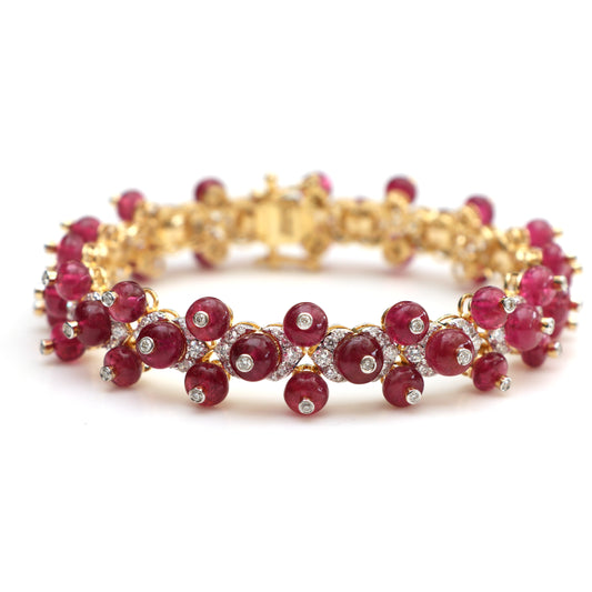 Natural Rubylight 18K gold bracelet front view - NFJSD-1487