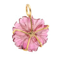 Load image into Gallery viewer, Natural Tourmaline Carving Flower 14K gold charm side angle - NFJSD-1268
