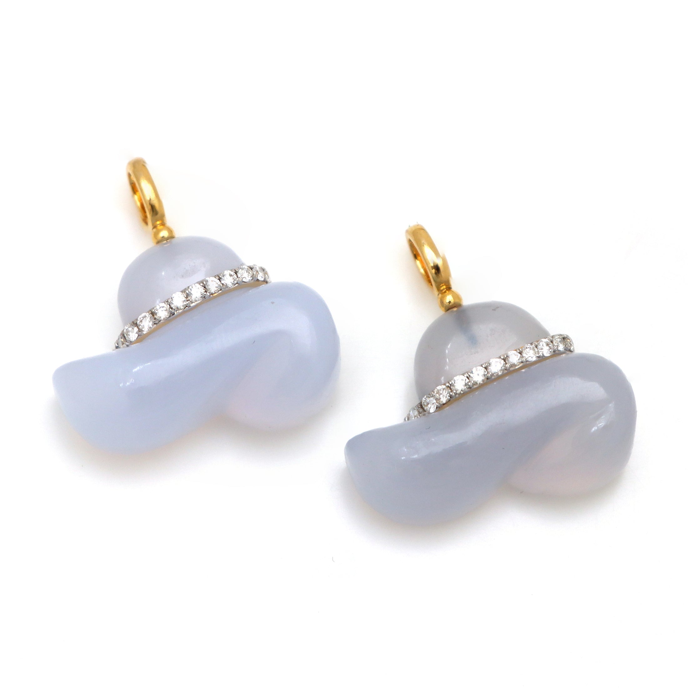Natural Chalcedony 14K gold charm top view - NFJSD-1600
